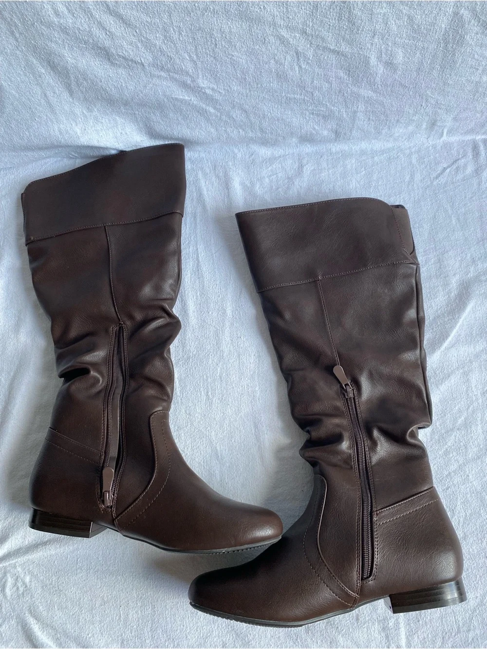 Women’s Wide Calf Faux Fur Slouchy Low Heel Side Sip Dream Pairs Dark Brown Boot